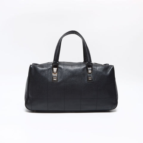 シャネル CHANEL チョコバー レザー ボーリングバッグ ボストンバッグ ブラック WS13059