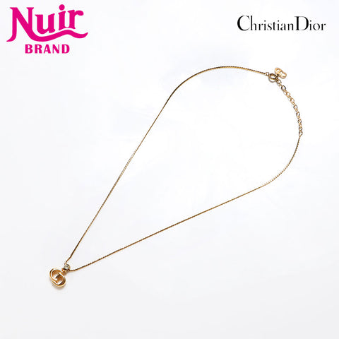 極美品 クリスチャンディオール Christian Dior CDロゴ チェーン ネックレス ゴールド WS13060