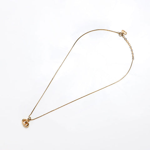 極美品 クリスチャンディオール Christian Dior CDロゴ チェーン ネックレス ゴールド WS13060