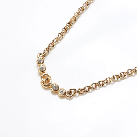 Christian Dior CD logo Chain rhinestone Necklace gold WS13062
