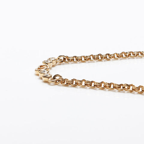 Christian Dior CD logo Chain rhinestone Necklace gold WS13062