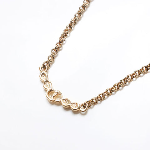 Christian Dior CD logo Chain rhinestone Necklace gold WS13062