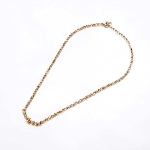 Christian Dior CD logo Chain rhinestone Necklace gold WS13067