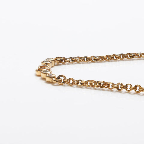Christian Dior CD logo Chain rhinestone Necklace gold WS13067