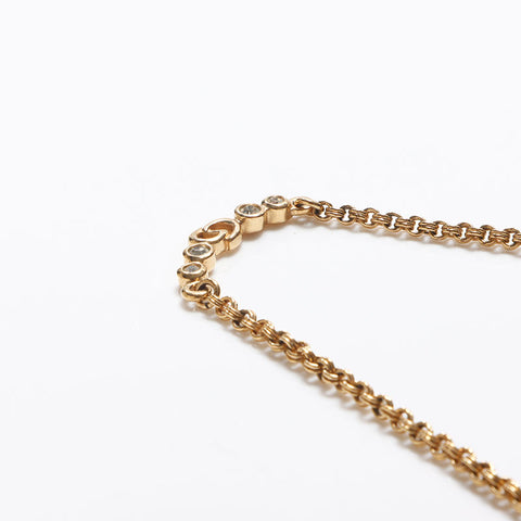 Christian Dior CD logo Chain rhinestone Necklace gold WS13067