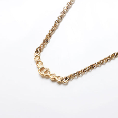 Christian Dior CD logo Chain rhinestone Necklace gold WS13067