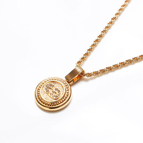 Christian Dior CD logo Chain rhinestone Necklace gold WS13068