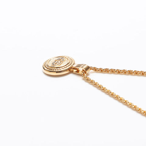 Christian Dior CD logo Chain rhinestone Necklace gold WS13068