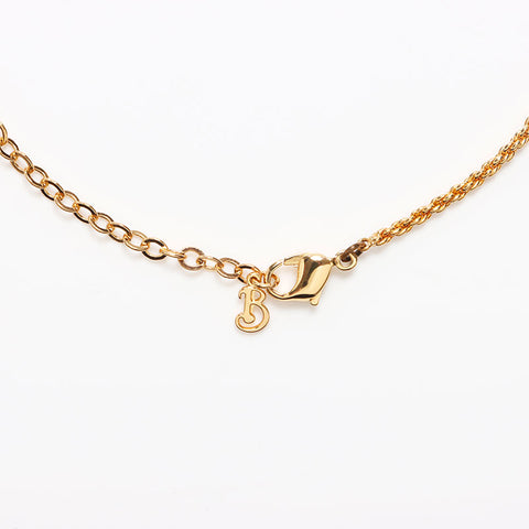 Christian Dior CD logo Chain rhinestone Necklace gold WS13068