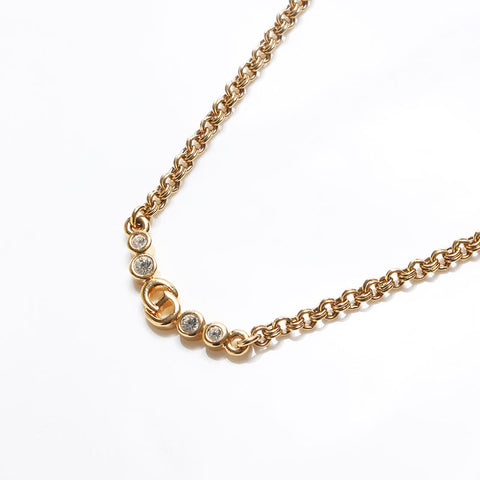 Christian Dior CD logo rhinestone Necklace gold WS13070