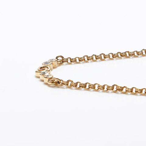 Christian Dior CD logo rhinestone Necklace gold WS13070