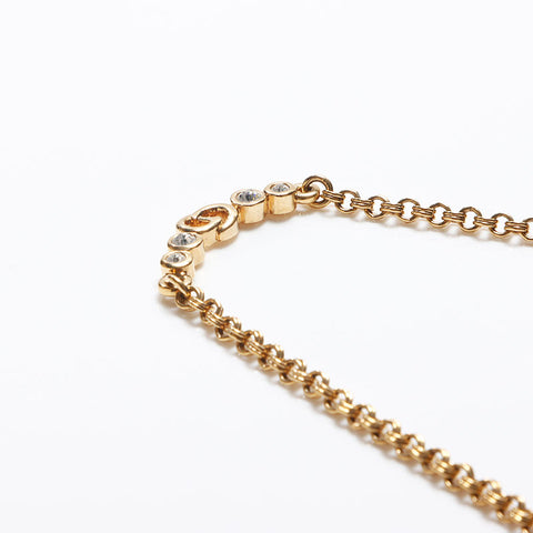 Christian Dior CD logo rhinestone Necklace gold WS13070