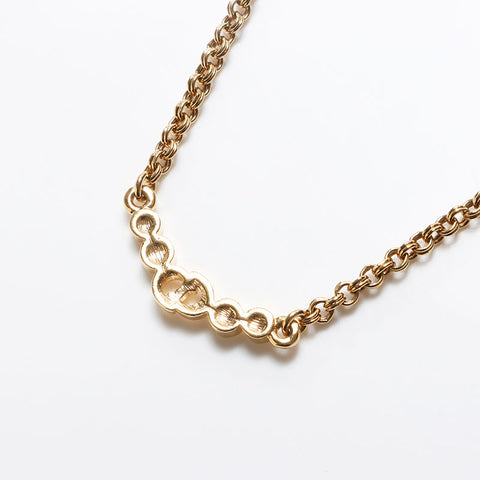 Christian Dior CD logo rhinestone Necklace gold WS13070