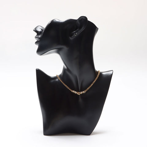 Christian Dior CD logo rhinestone Necklace gold WS13070