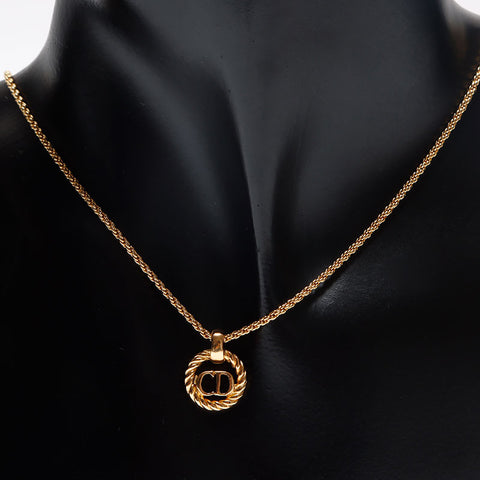 Christian Dior CD logo Chain Necklace gold WS13072