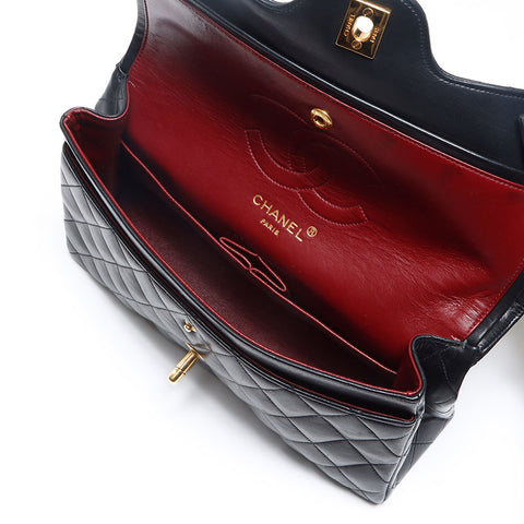 CHANEL No. 2 COCO Mark Turnlock Matelasse Double Flap Shoulder Bag black WS13076