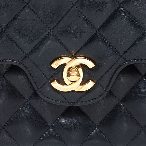 CHANEL No. 2 COCO Mark Turnlock Matelasse Double Flap Shoulder Bag black WS13076