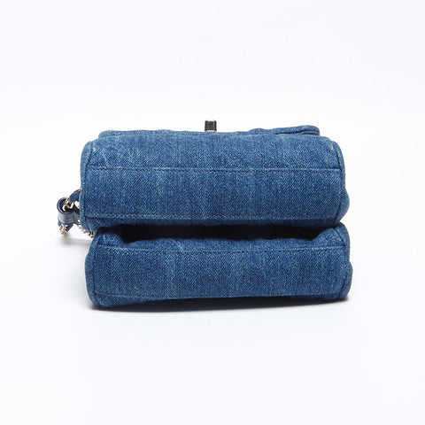 CHANEL 27th Denim COCO Mark Turnlock Twin Bag Shoulder Bag blue WS13077