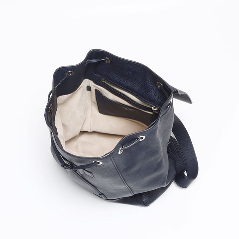 PRADA Leather Triangle Logo Backpack Â· Daypack Navy WS13078
