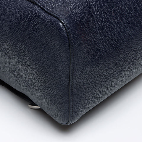 PRADA Leather Triangle Logo Backpack Â· Daypack Navy WS13078