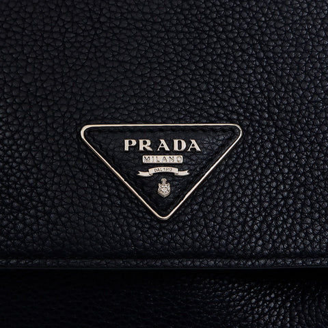 PRADA Leather Triangle Logo Backpack Â· Daypack Navy WS13078