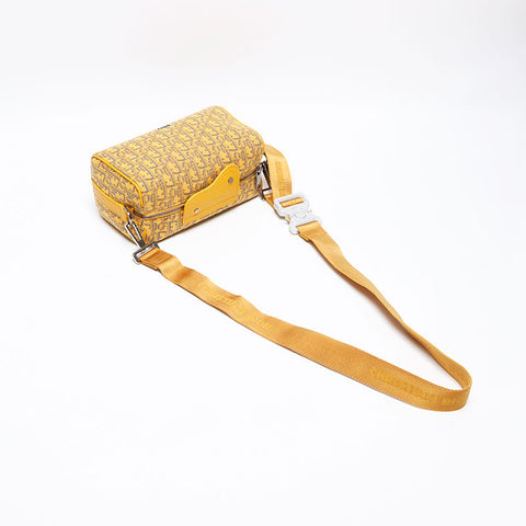 極美品 クリスチャンディオール Christian Dior リンゴット22 オブリーク ジャガード トロッター ショルダーバッグ イエロー WS13085