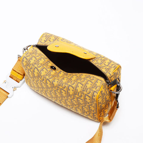 極美品 クリスチャンディオール Christian Dior リンゴット22 オブリーク ジャガード トロッター ショルダーバッグ イエロー WS13085