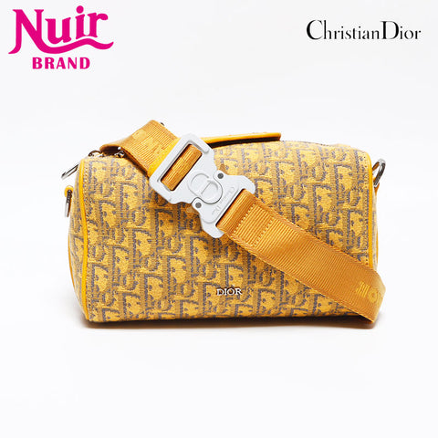 極美品 クリスチャンディオール Christian Dior リンゴット22 オブリーク ジャガード トロッター ショルダーバッグ イエロー WS13085