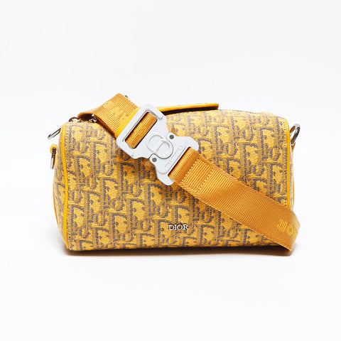 極美品 クリスチャンディオール Christian Dior リンゴット22 オブリーク ジャガード トロッター ショルダーバッグ イエロー WS13085