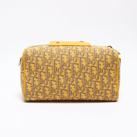 極美品 クリスチャンディオール Christian Dior リンゴット22 オブリーク ジャガード トロッター ショルダーバッグ イエロー WS13085