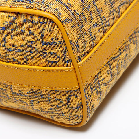 極美品 クリスチャンディオール Christian Dior リンゴット22 オブリーク ジャガード トロッター ショルダーバッグ イエロー WS13085