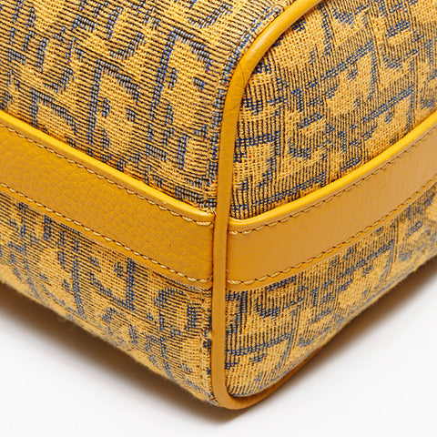 極美品 クリスチャンディオール Christian Dior リンゴット22 オブリーク ジャガード トロッター ショルダーバッグ イエロー WS13085