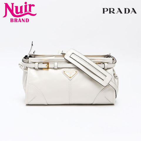 プラダ PRADA レザー ロゴ　ソフトルックスレザー ショルダーバッグ ホワイト WS13088