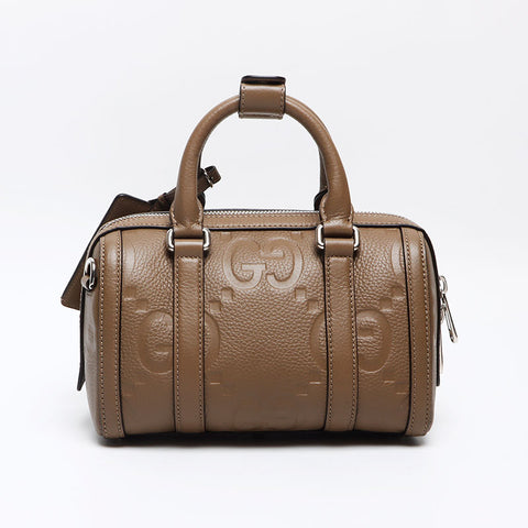 グッチ GUCCI レザー ジャイアントGG ミニボストン ショルダーバッグ ブラウン WS13089