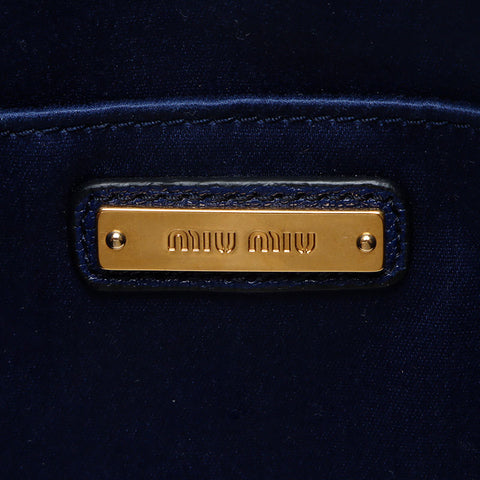 ミュウ ミュウ Miu Miu ロゴ レザー ショルダーバッグ ブルー WS13090