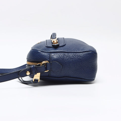 ミュウ ミュウ Miu Miu ロゴ レザー ショルダーバッグ ブルー WS13090