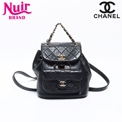 CHANEL Leather Matelasse Mini Backpack Â· Daypack black WS13094