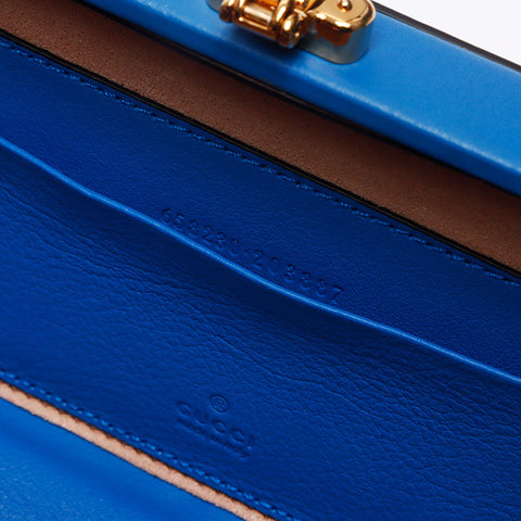 GUCCI Interlocking G Box Bag Gold Metal Shoulder Bag blue WS13105