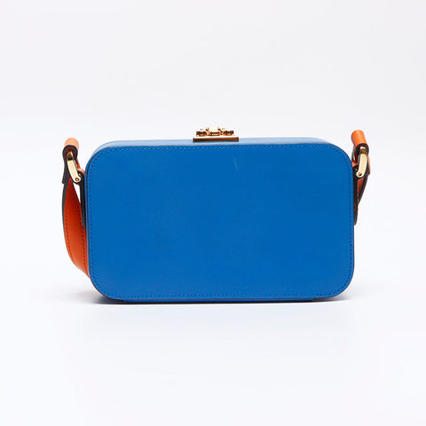 GUCCI Interlocking G Box Bag Gold Metal Shoulder Bag blue WS13105