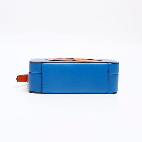 GUCCI Interlocking G Box Bag Gold Metal Shoulder Bag blue WS13105