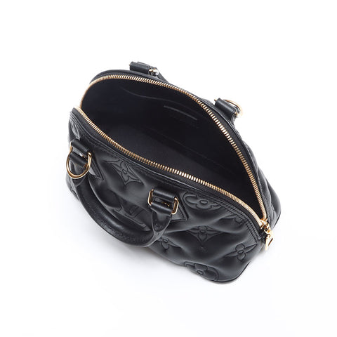 LOUIS VUITTON Alma BB Soft Leather Bubble Gram M59793 Handbag black WS13107