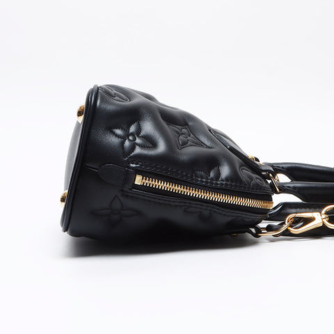 LOUIS VUITTON Alma BB Soft Leather Bubble Gram M59793 Handbag black WS13107