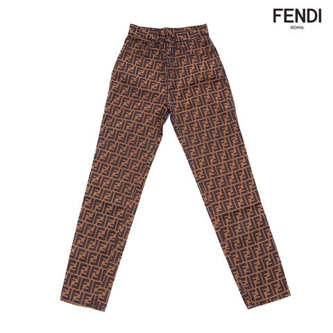 Fendi Zucca Muster lange Hosen braun x Schwarz WS1310