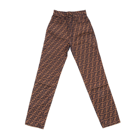 Fendi Zucca Muster lange Hosen braun x Schwarz WS1310