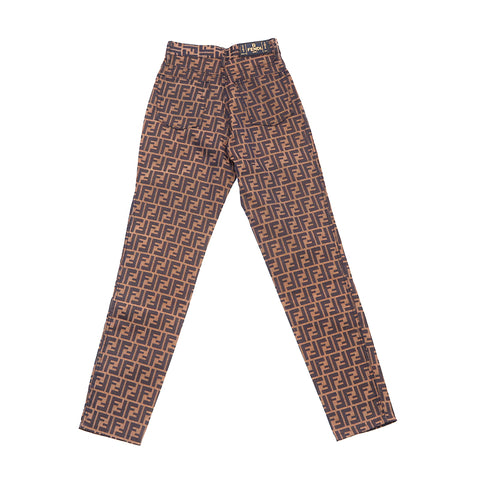 Fendi Zucca Muster lange Hosen braun x Schwarz WS1310