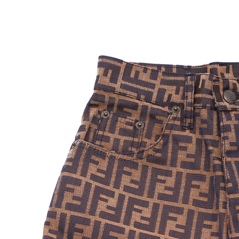 Fendi Zucca Muster lange Hosen braun x Schwarz WS1310