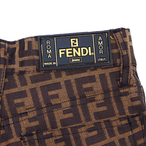 フェンディ FENDI ズッカ柄 ロング パンツ ブラウン×ブラック WS1310