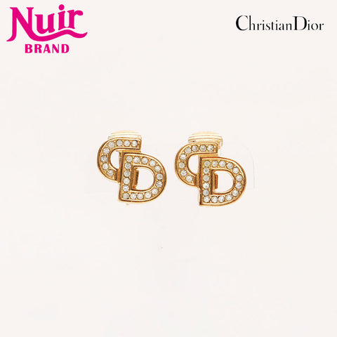 Christian Dior Rhinestone CD Logo Earring gold WS13111