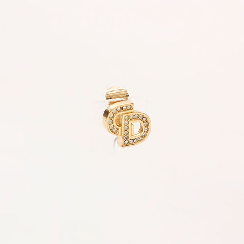 Christian Dior Rhinestone CD Logo Earring gold WS13111