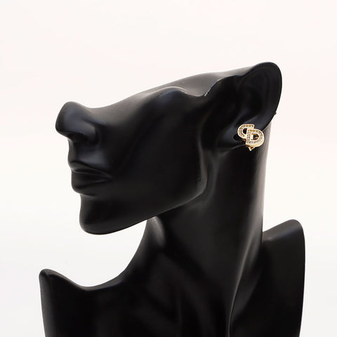 Christian Dior Rhinestone CD Logo Earring gold WS13111